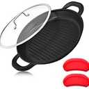 Vinchef Nonstick Grill Pan for Stove tops | 13.0" Skillet, Indoor Induction Cast-aluminum Grill Pan with Lid and Anti-Scalding Tools, GRANITEC Nonstick Coating, Dishwasher & Oven Safe