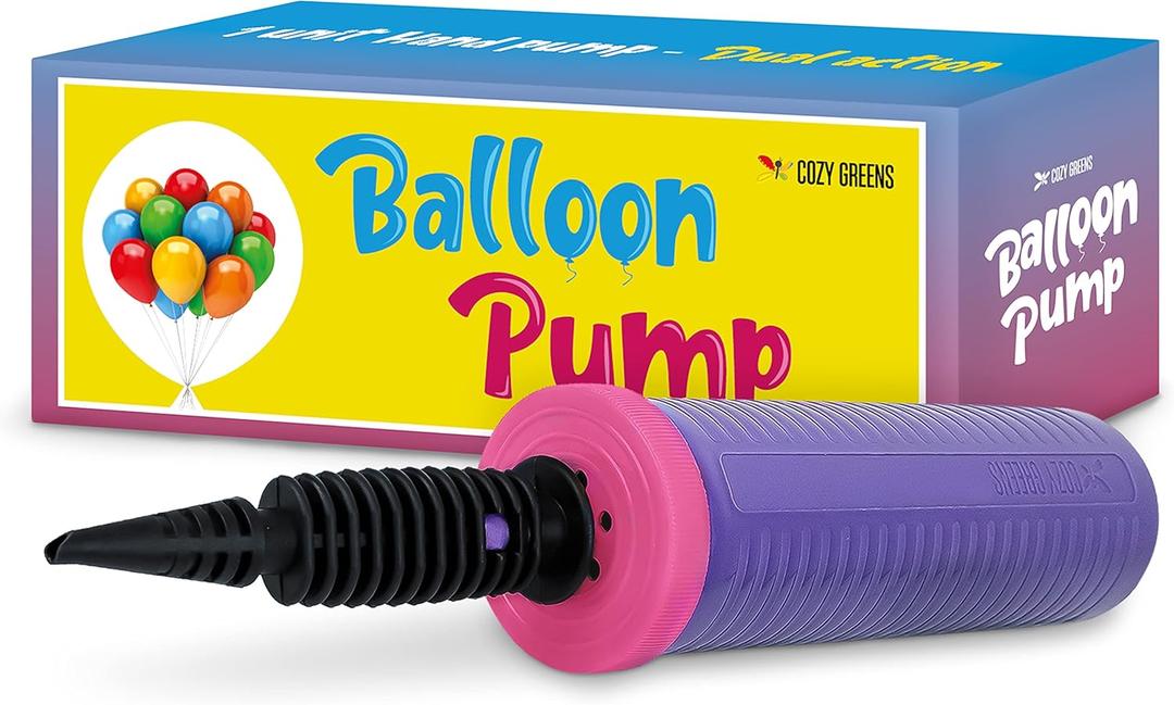 COZY GREENS Balloon Pump Hand Held, Inflator Air Pump for Balloons - 2Way Dual Action, 1Pack - Easy to Use, Sturdy Ballon Inflator Pump