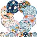 Gejoy 24 Pieces Morandi Style Foldable Fan Handheld Compact Cooling Fans Multi Role Round Fans for Outdoor Games for Women Man Daily Use Festival Wedding Party Favors Decorations Portable, 8 Style
