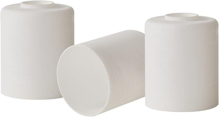 White Line Painted Glass Shade, Cylinder Globe replacement for Vanity Light, Chandelier (white, 2 Pack)