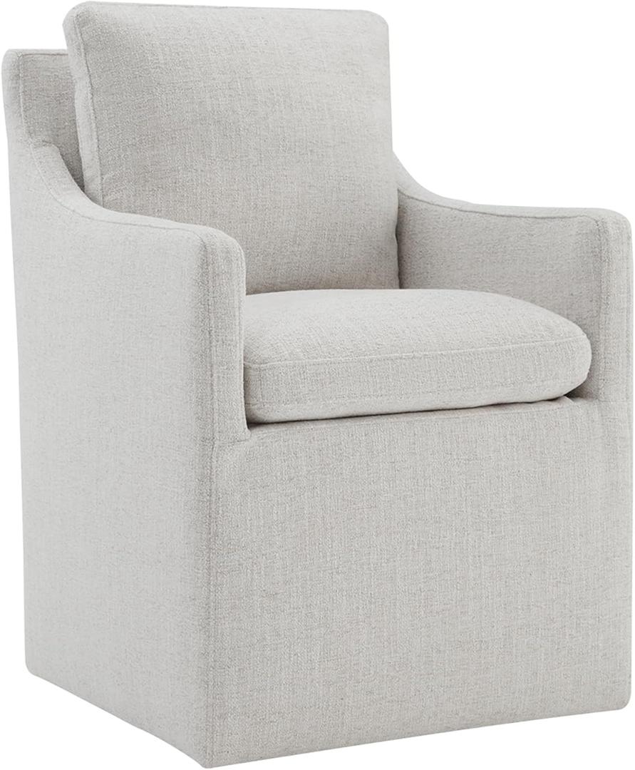 Upholstered Dining Chairs with Casters Modern Accent Armchair with Rollers for Dining room Bedroom Livingroom Reading Room (Count of 1)