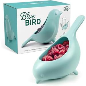 Genuine Fred BLUE BIRD Ceramic Colander, Charming, Unique Design, Berry Colander, Fun Kitchen Gadget