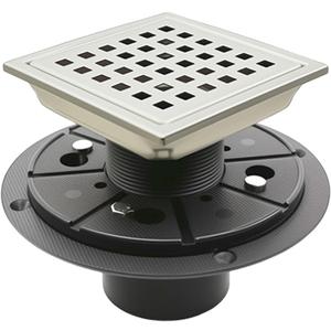 4" Square Shower Floor Drain with Flange,Quadrato Pattern Grate Removable,Food-Grade SUS 304 Stainless Steel,Watermark&CUPC Certified,Brushed (Brushed Nickel, 4 Inch)