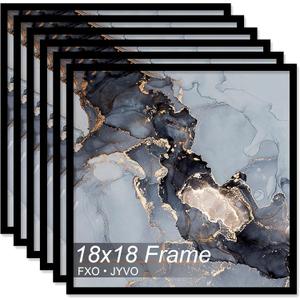 18x18 Frame Set of 6, Black Picture Frame for 18 x 18 Square Picture Poster Photo, Light Weight and High Transparent 18 by 18 Frame for Wall - 6 Pack/Black/18 x18