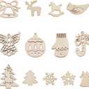 ECSiNG 200Pcs Wooden Christmas Pendant Christmas Series Embellishments Wooden Decorations for DIY Making Scrapbook Card Making Crafts Wedding
