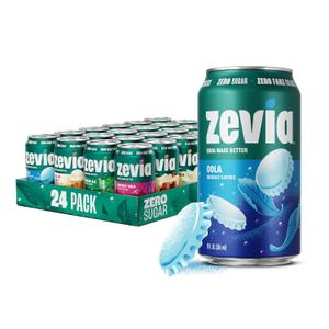 Zevia Zero Sugar Soda, Nostalgic Variety Pack, 12 oz Cans (24-Pack)  Naturally Sweetened, Non-GMO Project Verified, Gluten-Free, Vegan