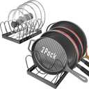 2PACK Lid Organizers for Kitchen, Pots and Pans Organizer Under Cabinet with 16 Adjustable Dividers, Countertop Lid Holder, Rust-Resistant, Tool-Free Installation, Easy to Clean