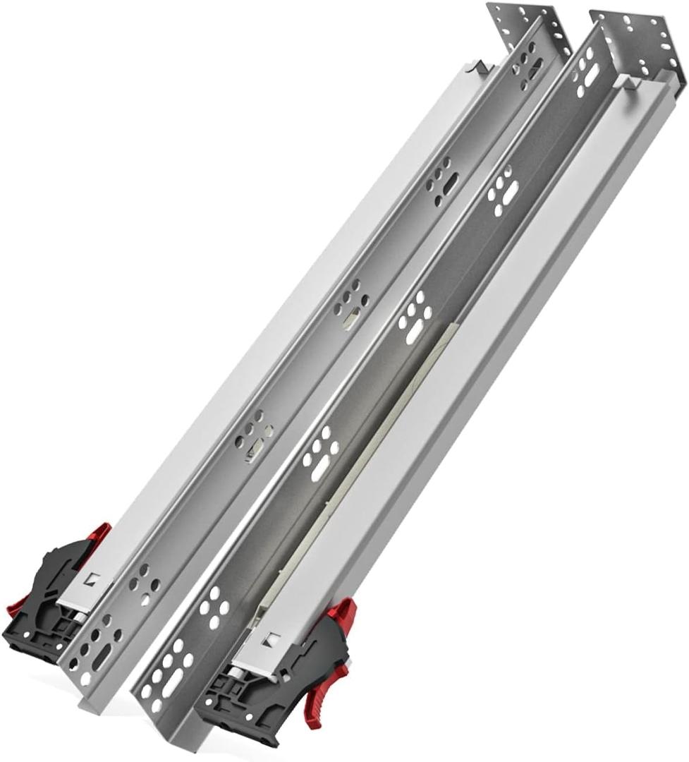 SHUHANG 1 Pair Undermount Drawer Slides 18 inch Soft Close 80 lb Load Capacity Ball Bearing Hidden Bottom Mount Rails Full Extension Runners with Adjustable Locking Devices and Bracket