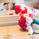 24 Pack 8.86 Inch Table Number Holder Wire Photo Holder Picture Name Menu Clips Memo Note Cards Stand for Wedding Reception Anniversary Birthday Centerpieces(Gold)