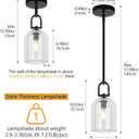 Modern Black Pendant Lights Kitchen Island Ceiling Chandelier Indoor Thick Crystal Hanging Light Fixtures for Kitchen Living Room Dining Room Bedroom2Pack