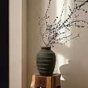 Kokrose Black Terracotta Vase, Black Vases Home Decor for Centerpieces, Large Vintage Rustic Flower Vase for Home Decor, Pottery Ceramic Vases, 11.2 Inch Table Top Fireplace Mantel Decor