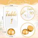AceOrbit 30 Pack Gold Acrylic Wedding Table Numbers 1-30 with Stands 4 x 6 Inch Acrylic Table Signs with Gold Round Card Holder Wedding Seating Chart for Reception Decorations Event Party (Arch)