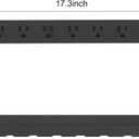 Heavy Duty Long 8 Outlets, 14AWG Extension Cord, Black, 6FT, 2