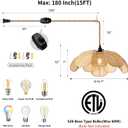Boho 20 Inch Plug in Chandeliers Rattan Hanging Lights Flower Pendant Light with On/Off Switch 15ft Hemp Rope Cord Handwoven Lampshade Bedroom Flower Hanging Lamp Fixture