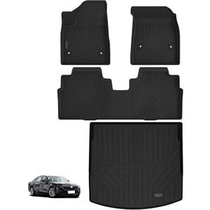 Floor Mats & Trunk Mat Compatible for 2024 Cadillac Optiq All Weather Anti-Slip TPE Rubber Waterproof Non-Slip Design Protect 2 rows Set Car Floor Liners black