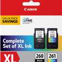 Canon PG-260 XL / CLI-261 XL Genuine Ink Value Pack (2 Cartridges), Compatible with TS5320, TR7020 (Once Size)