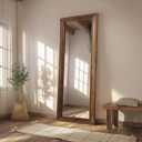 MELOMOIR Rustic Farmhouse Full Length Mirror, 64"x21" Wood Frame Floor Mirror, Free Standing Mirror Leaning Hanging Mirror, Long Mirror for Bedroom Living Room Cloakroom, Wood