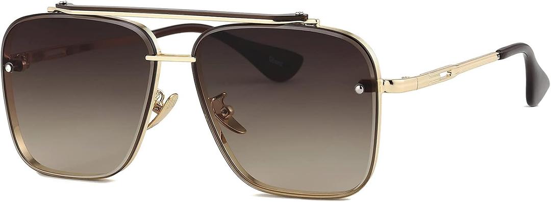 Gtand Fashion Trendy Square Aviator Gradient Sunglasses For Women Men Vintage Metal Sun Glasses