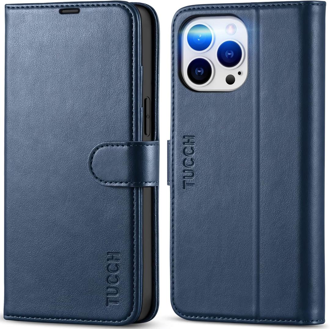 TUCCH Case for iPhone 14 Pro Max Case Wallet, [TPU Shockproof Inner Shell], PU Leather [RFID Blocking] 4 Card Holder Magnetic Stand Protective Cover Compatible with iPhone 14 Pro Max 6.7", Dark Blue