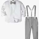 A&J DESIGN Toddler Suit Boys Baby Wedding Dress Clothes Kids Formal Outfit Set with Suspender