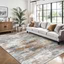 Washable Rug 6x9, Abstract Morden Soft Area Rug, Non-Slip Low Pile Rugs for Living Room, Bedroom, Dining Room, Home, Office(Grey & Brown)