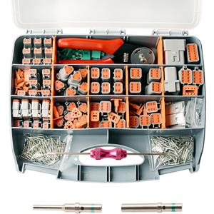 452 Pcs Grey DT Deutsch Connector Kit, 2 3 4 6 8 12 Pin, Waterproof, DT Connector Removal Tool, Contacts Extraction Tools, Automotive Repair Accessory Kit, Seal Plugs