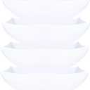 PLASTICPRO Disposable 128 ounce Square Serving Bowls, Party Snack or Salad Bowl, Extra Large Plastic Elegant White Pack of 4