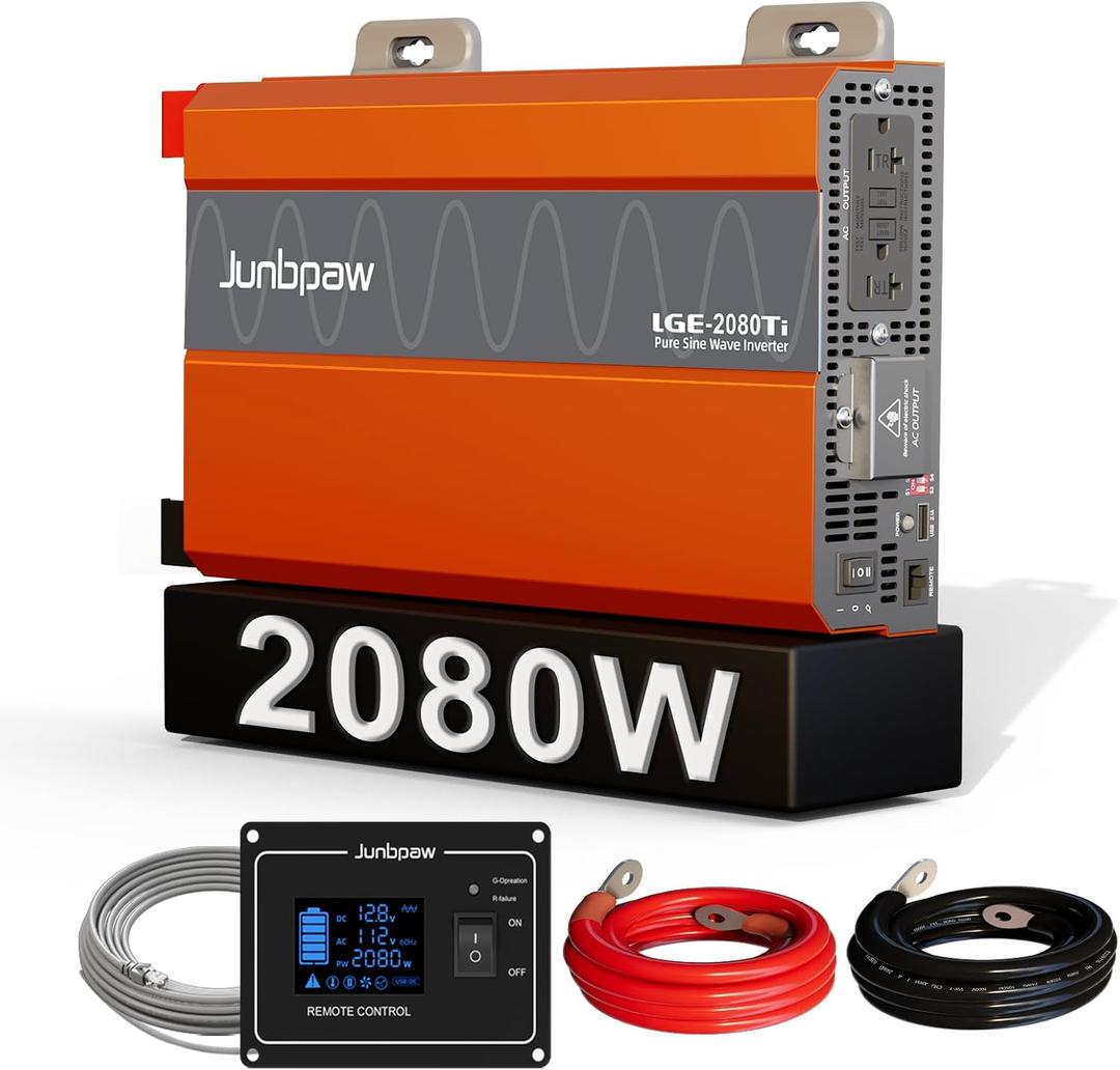 2080W Pure Sine Wave Power Inverter 12V to 110/120V丨50/60HZ丨93% Efficiency