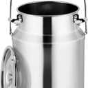 304 Stainless Steel Milk Can with Spigot 2.6 Gallon 10 Liter Metal Water Beverage Drink Dispenser Milk Pail Milk Bucket for Milk Wine Oil