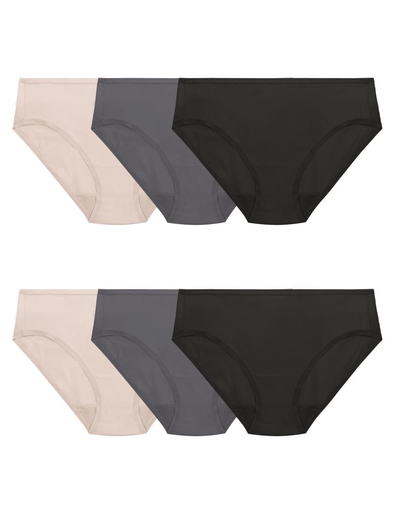 Fruit of the Loom Women's Lightweight Microfiber Underwear, Smooth Under Clothes, (6, Bikini - 6 Pack - Colors May Vary), Size:S/M