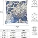 MAMYL Set of 2 Linen Floral Pillow Covers, Hydrangea Pattern Throw Pillow Covers, Boho Vintage Cushion Covers for Sofa, Living Room, Bedroom, Farmhouse Decor (Blue, 18''X18'')