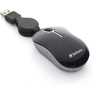 Verbatim Wired Optical Computer Mini USB-A Mouse - Plug & Play Corded Small Travel Mouse with Retractable Cable  Black 98113 Verbatim Wired Optical Computer Mini USB-A Mouse - Plug & Play Corded Small Travel Mouse with Retractable Cable  Black 98113