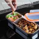 REDANT Reusable Snack Containers with Lids, Stainless Steel 2 / Double Compartment Snack Box Container, Divided Food Storage Bowls with Lids for Travel, Condiments & Meal Prep (Yellow, 1-Pack)