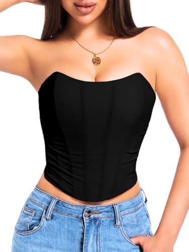 ChiaoLezhee Women's Adjustable Lace-Up Corset Top, Boned Ruched Mesh XL