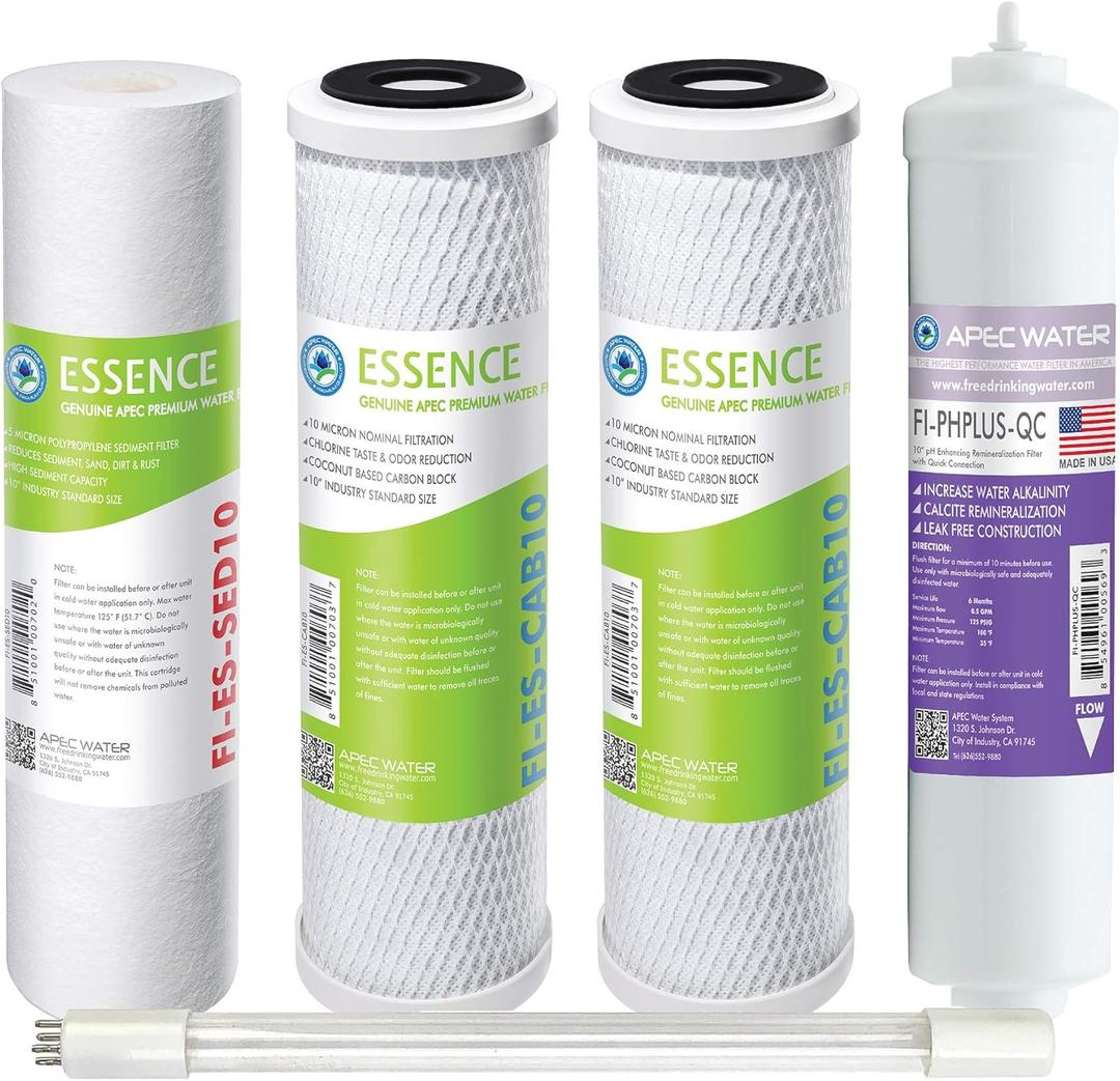 APEC Water Systems Filter-Set-ESPHUV-SSV2 High Capacity Replacement Filter Set for Essence Series ROES-PHUV75 Reverse Osmosis Water Filter System Stage 1-3, 5&7