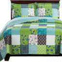 Royal Tradition Rebekah Reversible Coverlets, Queen Over-Sized 3pc Quilt Set (92-Inch Wide x 96-Inch Long) Lightweight Bedspread