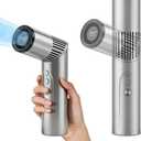 Portable Handheld Fan with Turbo Airflow, 199 Speed Settings, LED Light & Digital Display, Quiet Personal Fan for Travel, Office, Camping & Outdoor UseSilver Gray