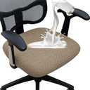 FORCHEER 100% Waterproof Office Chair Seat Cover 20x20 Jacquard Stretchable Computer Desk Chair Seat Cushion Slipcover 1 Piece Washable-Camel