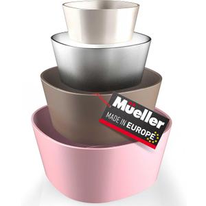 Mueller Mixing Bowls, 4-Piece Nesting Bowls Set, Food Prep Bowls, European Made, Microwave and Dishwasher Safe Mixing Bowl Set