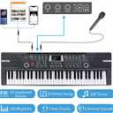 Piano Keyboard, 61 Keys Beginner Electronic Keyboard Portable Digital Music Keyboard, Early Education Music Instrument with Microphone & Music Sheet Stand