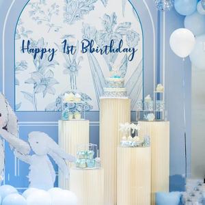 AHUAWA Cylinder Stands for Party 5Pcs, Round Pedestal Stand Columns | Sturdy Cardboard, Foldable, Reusable, Dessert Table Display Set, for Parties Baby Shower Birthday Wedding Pillars Decoration