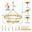 54-Lights 2 Tier Wagon Wheel Chandelier, 60" Large Chandeliers for High Ceilings, Round Gold Chandeliers for Dining Room, Farmhouse Foyer Lighting Fixtures, for Living Room, Staircase, Entryway