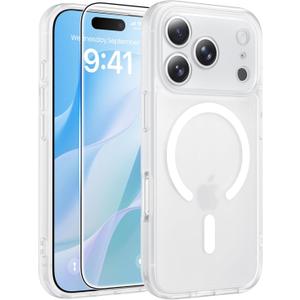 FNTCASE for iPhone 17 Pro Case: [Compatible with Magsafe] Translucent Matte Cases with [Full Camera Protection] [Screen Protector] Military Grade Shockproof Protective Phone Cover - White