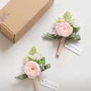Ling's moment Boutonniere for Men, 2pcs Groom Groomsmen Guest Boutonniere, Artificial Flowers for Wedding/Prom/Homecoming, etc. Blush Cream