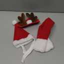 Cat Santa Christmas Hat + Muffler + Elk Antler Reindeer Hat + Mini Xmas Card with Slider Storage Bag, Head Wear Accesories Christmas Costume Outfits for Pet Dog Cat Rabbit(Pack of 4 Pcs)