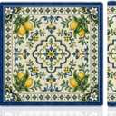 Vintage Italian Lemon Mahjong Mat 31.5"x31.5", Amalfi Coast Mediterranean Lemon Non-Slip Noise Reduction Gaming Mat for American Mahjong Poker Card Board Games Dominoes