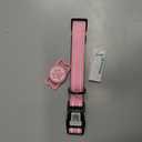 Airtag Dog Collar, Reflective Ultra-Durable Nylon Padded with QR Code Buckle & IP68 Waterproof Air Tag Holder Compatible for Apple AirTag, Comfortable for Small Medium Large Dogs(Pink,L)