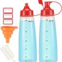 Condiment Squeeze Bottle for Sauces Wide Mouth, Plastic Squeeze Bottles for Condiments, Paint, Ketchup, Mustard, Oil, Resin, Baking, Cake Decorating, Cleaning, BPA Free-Food Grade (19 oz., 2, Count)