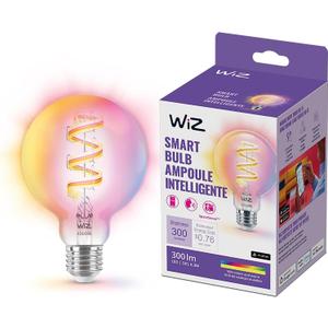WiZ Connected Color G25 Color Filament LED Smart Bulb - Pack of 1-300 Lumen - E26 Indoor - Connects to Your Existing Wi-Fi - Control with Voice or App + Activate with Motion - Matter Compatible
