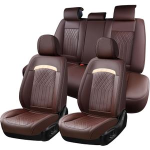 FLORICH Car Seat Covers Full Set, Leather Seat Covers for Cars, Car Seat Protector Waterproof Breathable, Universal Automotive Seat Covers, Front and Rear Car Seat Cover Fit for Most SUV Pick-up Truck